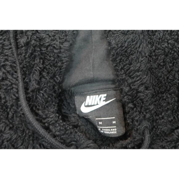 Nike Sherpa Hoodie Jacket Black Pull Over Sweater Womens Size Medium - Picture 10 of 12